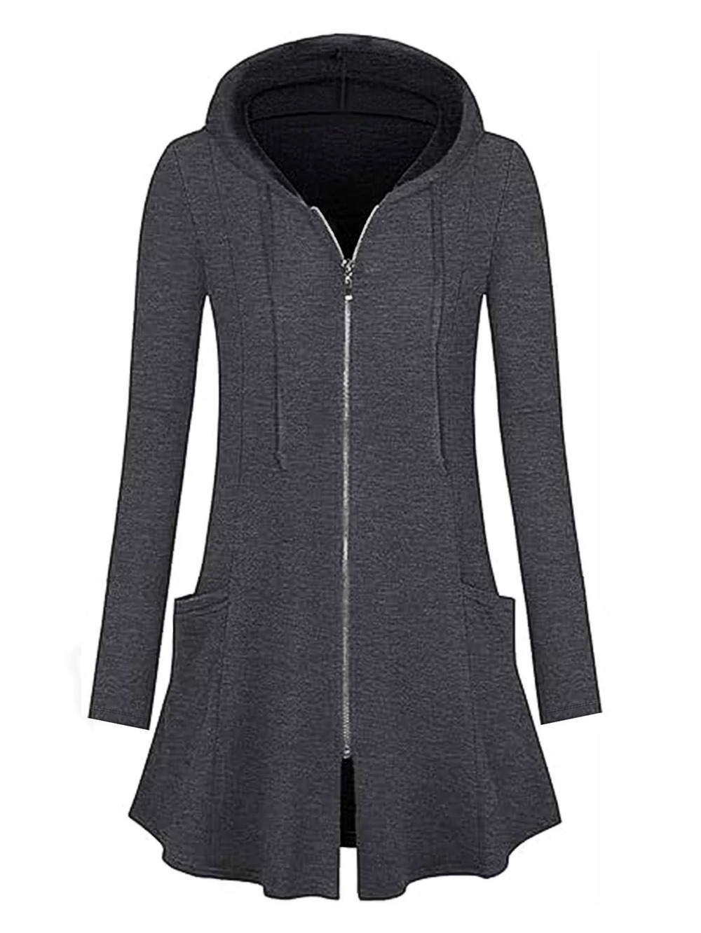 Forever 21 Casual Mid Length Zip-Up Hoodie Cardigan Sweatshirt Jacket Winter